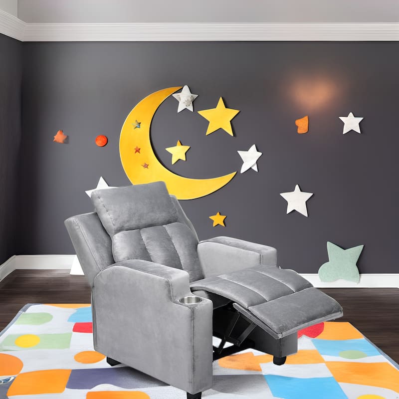 Cozy Gray Toddler Recliner Chair for Kids Ages 1-5