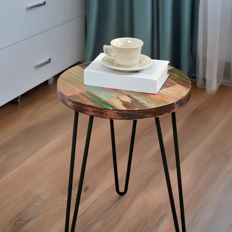 Greenage Reclaimed Wood End Table Living Room Night Stand Use