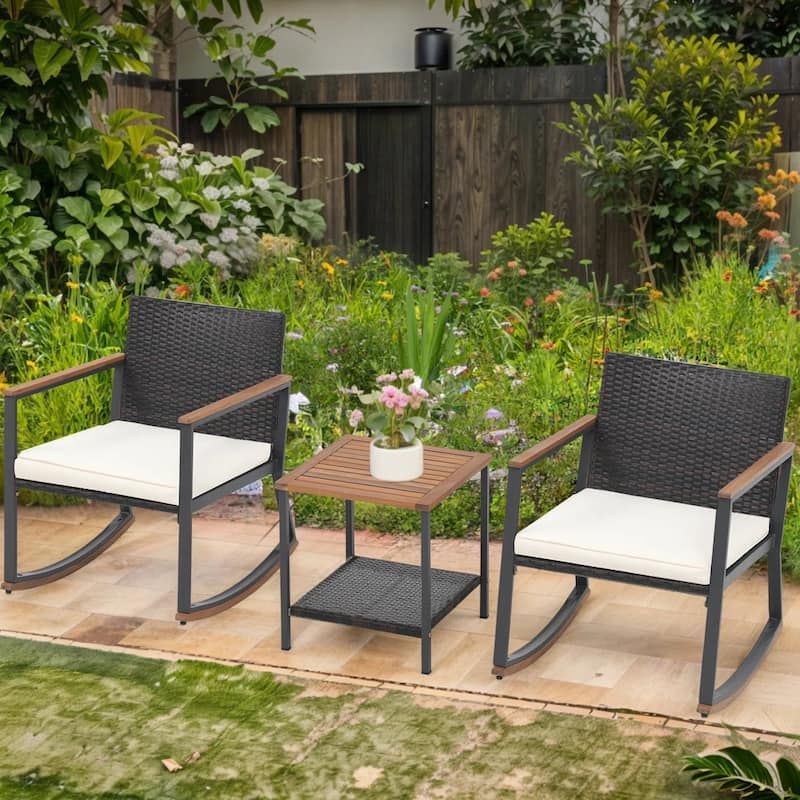 Patio Bistro Sets, 3 Piece Outdoor Folding Chairs Patio Furniture Sets with Table for Balcony, Garden and Porch
