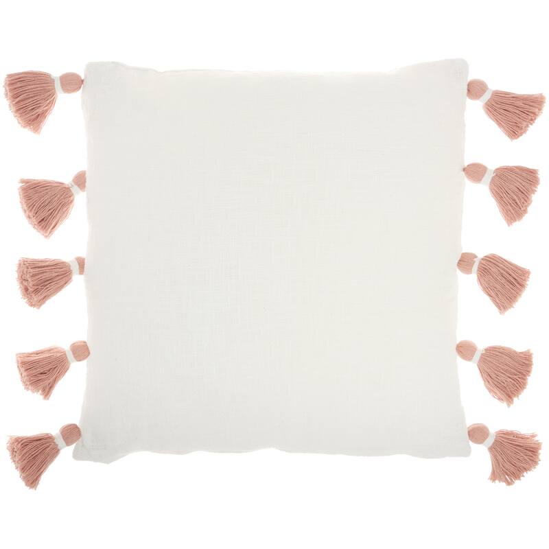 Mina Victory Life Styles Farmhouse Casual Stripe Tassel Fringe Throw Pillow
