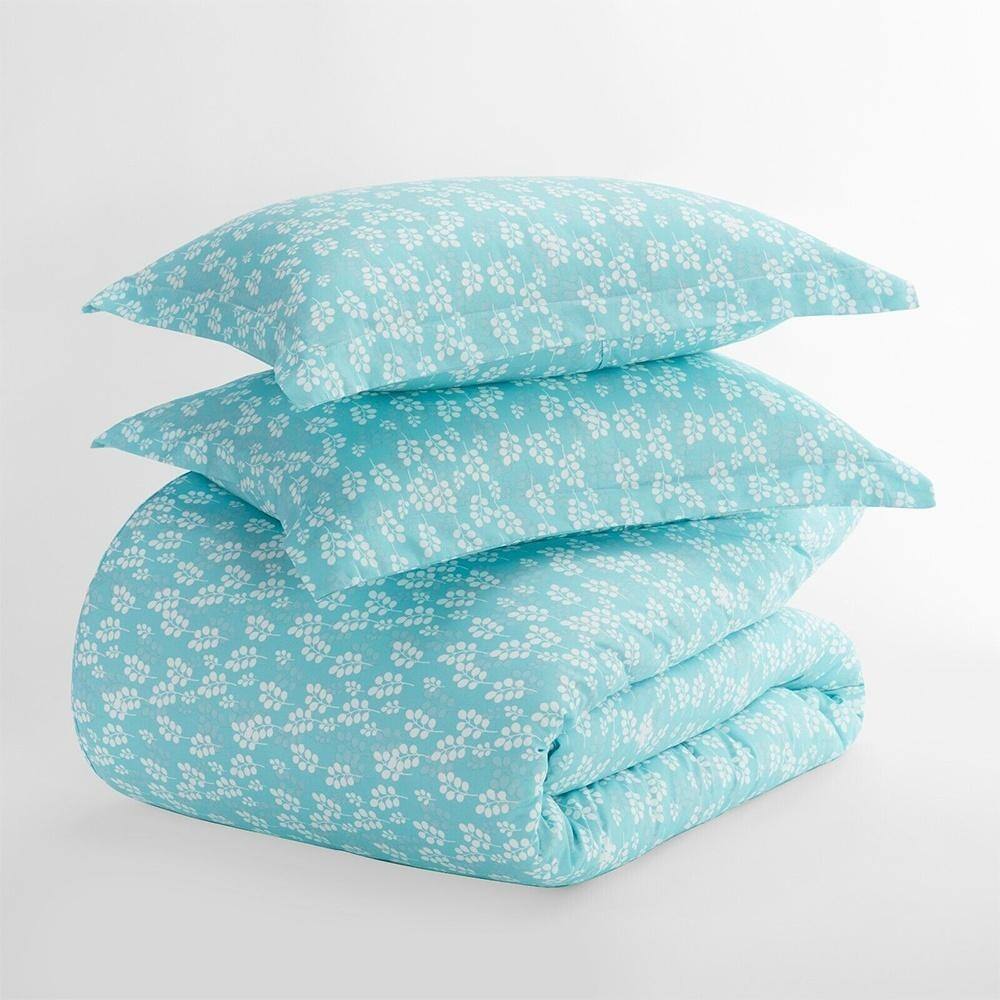 3pc Full/Queen Wheatfield Patterned Duvet Cover Set Turquoise Bed