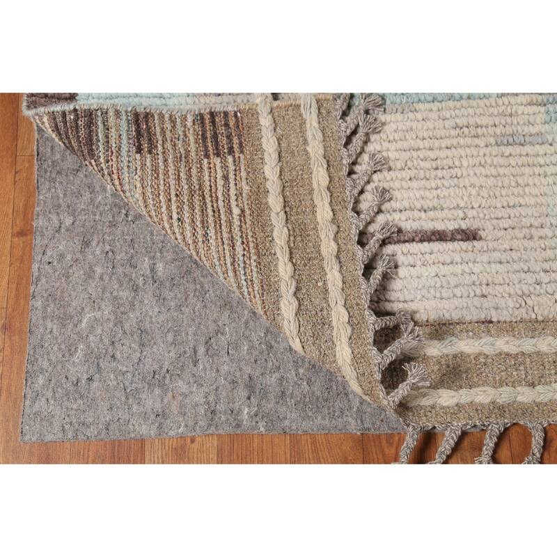 All-Over Abstract Moroccan Modern Area Rug Hand-Knotted Wool Carpet - 9'0"x 12'6"