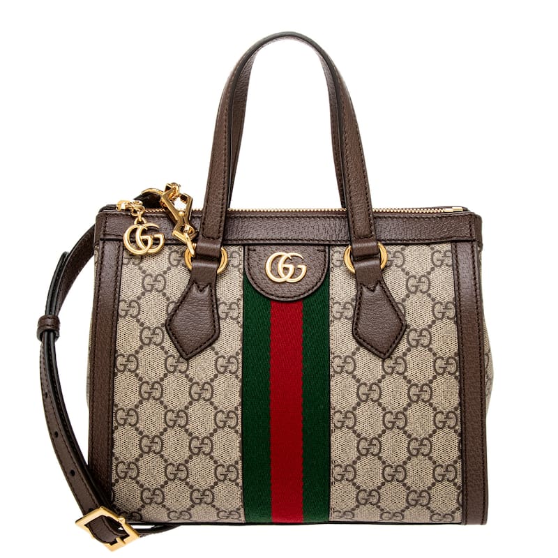 Gucci Ophidia Small Tote Bag - Beige and Ebony with Brown