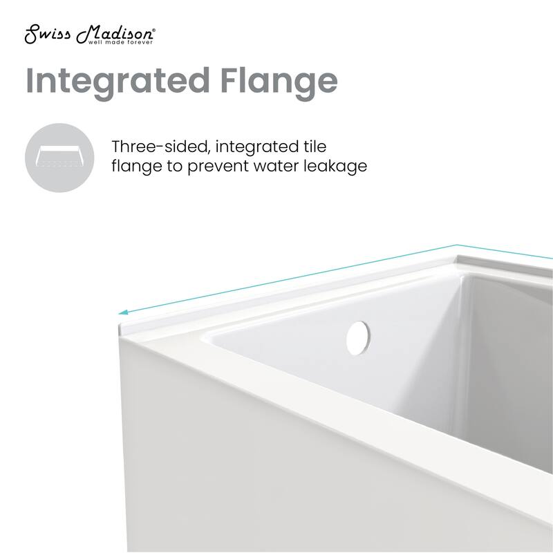 Ivy 54'' X 30" Bathtub With Apron Left Hand Drain In White - 54x31.5 Left