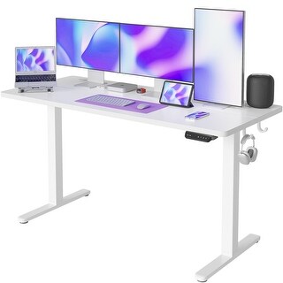 63 in. Retangular Wood & Steel Computer Desk with Adjustable Height ...
