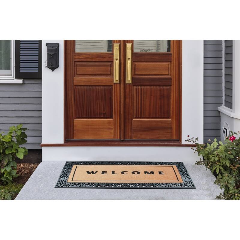 A1HC Rubber and Coir Heavy Duty, Flock Welcome Doormat, 30" X 60" Paisley