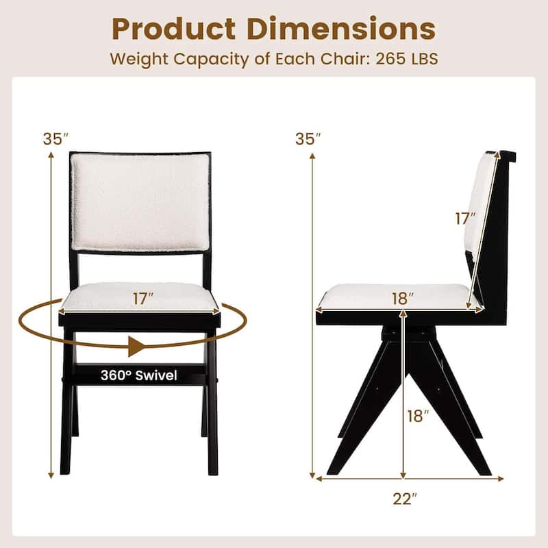 2/4PCS Swivel Dining Chairs Mid Century Modern Armless Side Chairs