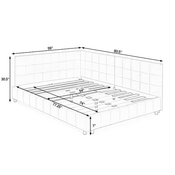 dimension image slide 0 of 2, Full Size Upholstered Daybed with Backrest and Armrests