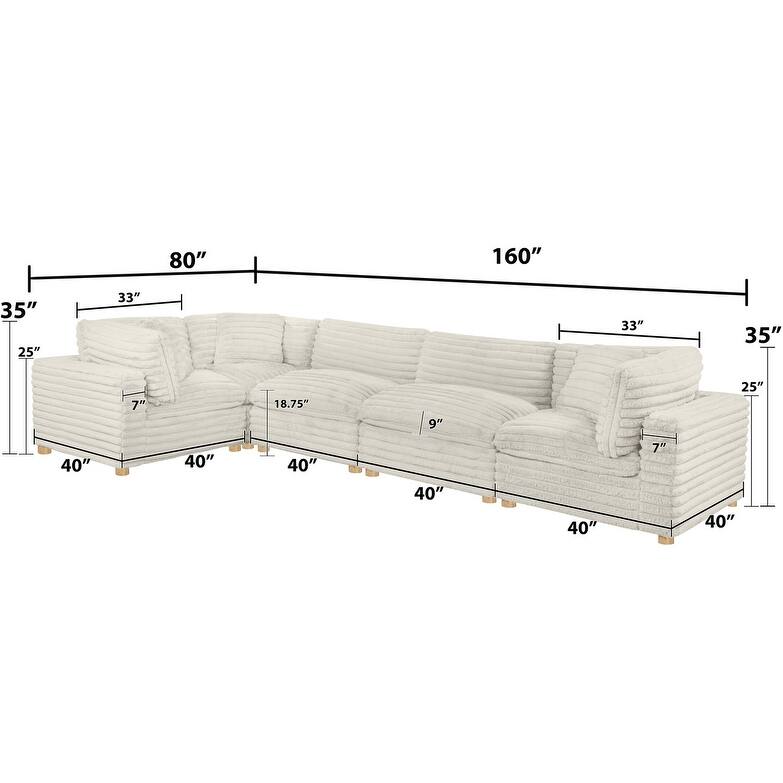 Best Quality Furniture 4-Piece Section Corduroy Modular
