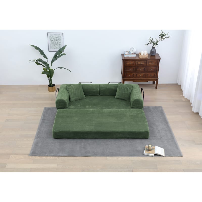 Twilight 2 - Piece Convertible Sleeper Sofa Bed, Corduroy Folding Mattress Couch with Fixed-Shape Framefor Cozy Living Spaces