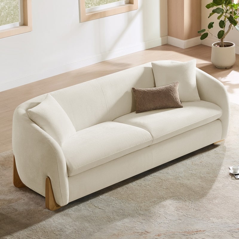 Spruce & Spring Julia Upholstered Curved Sofa Couch for Living Room