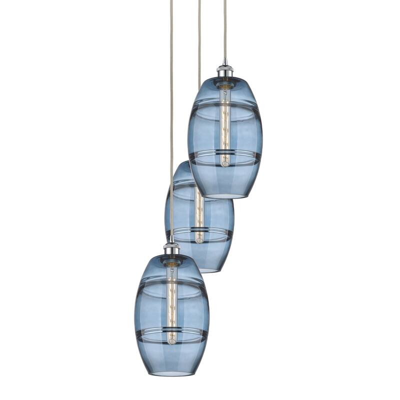 Innovations Lighting 113B-3P-30-15 Vaz Pendant Vaz 3 Light 15" Wide - Polished Chrome / Blue