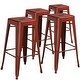 preview thumbnail 5 of 18, Distressed Metal Indoor-Outdoor 30-inch Backless Barstool (Set of 4) Kelly Red