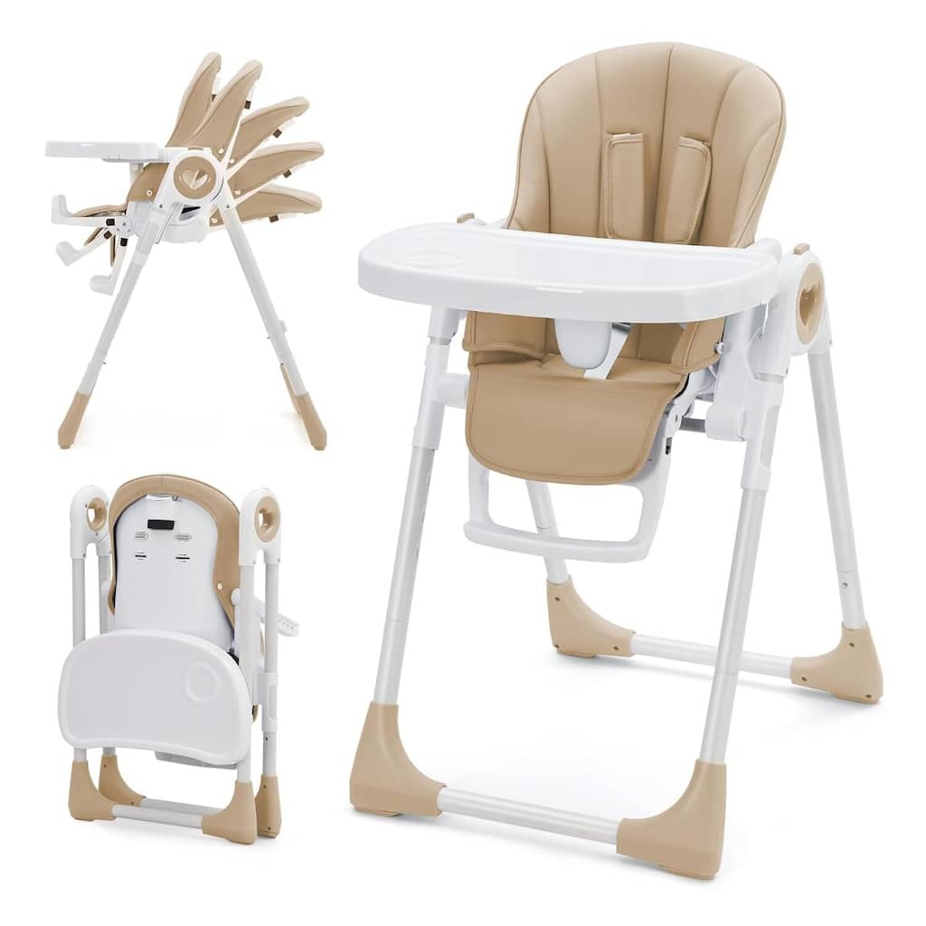 Lightweight Folding High Chairs for Babies and Toddlers 6-36 Months, Kahki