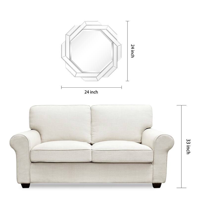 Interlaced Round Beveled Framed Wall Mirror for Bathroom,Vanity, Bedroom