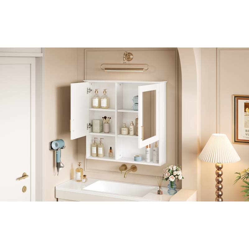 2-in-1 Bathroom Mirror Cabinet, 30 inch Wall Mounted Medicine Cabinet with Adjustable Shelves & Soft Close Doors