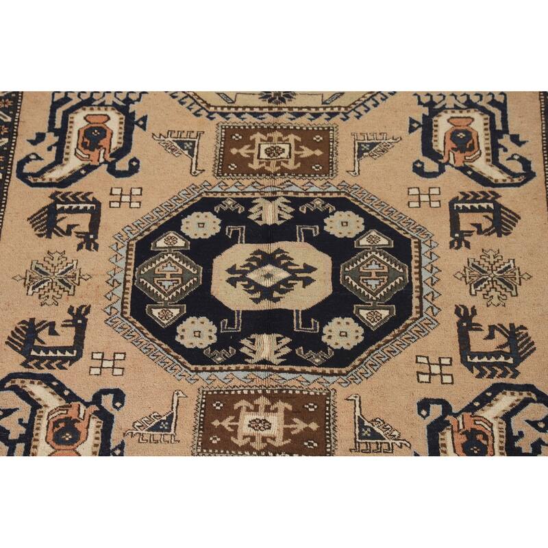 Tribal Ardebil Persian Vintage Area Rug Handmade Wool Carpet - 6'7" x 10'3"