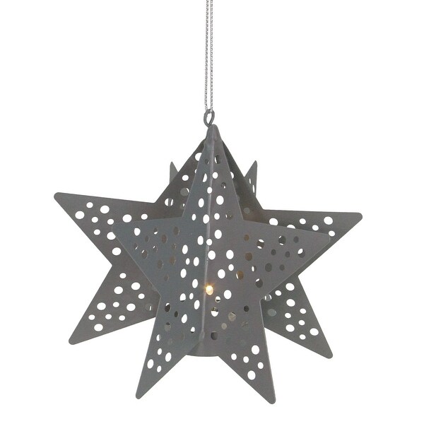 Download 5" Pre-Lit Gray Cut Out Star Hanging Christmas Ornament ...