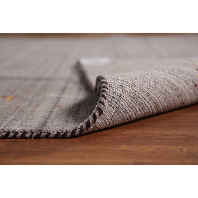Hand Knotted Oriental 100% Wool Carpet Tribal Animal Pictorial Greys & Charcoal Gabbeh Area Rug - 9' 9'' X 8' 2''