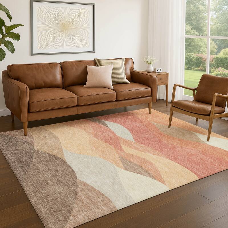 Machine Washable Indoor/ Outdoor Modern Horizon Chantille Rug
