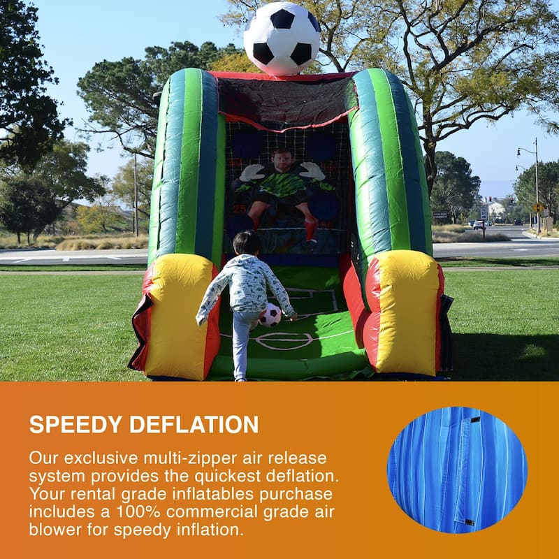 JumpOrange Soccer Target Game Inflatable for Kids and Adults (with Blower and Foam Ball) - 14'L x 9'W x 12'H
