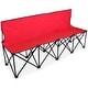 preview thumbnail 2 of 8, 6-Foot Portable Folding 4 Seat Bench with Back Red
