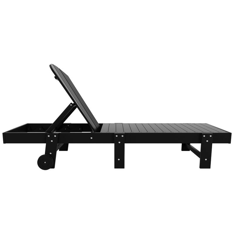 Polytrends Laguna Hdpe All Weather Outdoor Patio Pool Reclining Armless Chaise Lounge With Wheels