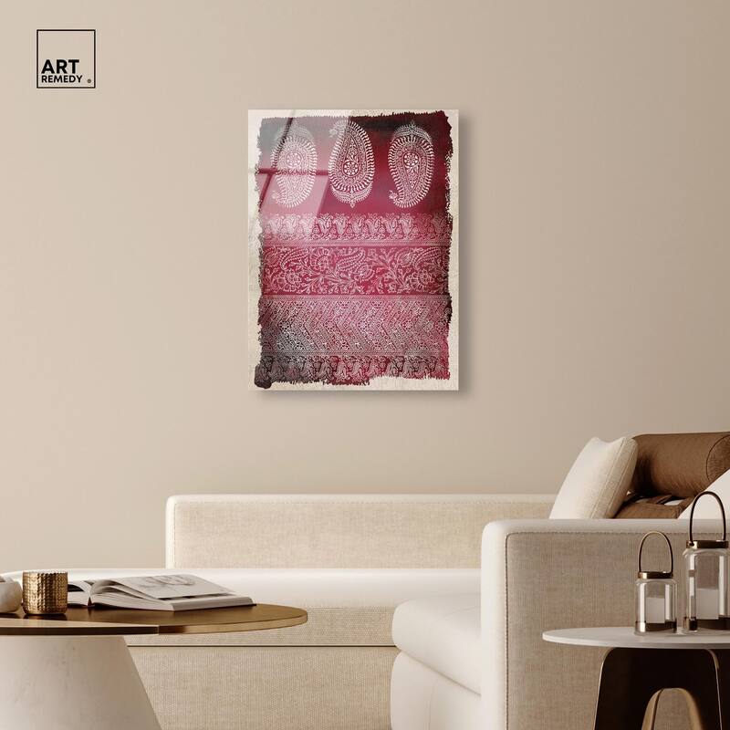 Burgundy Stamps Acrylic by Art Remedy, Ready to Hang