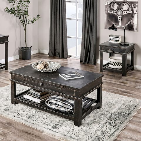 Furniture of America Rhodesa Open-Shelf 2-Piece Coffee Table Set