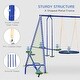 preview thumbnail 3 of 6, 616 lbs Swing Set, 5 in 1 Heavy-Duty A-Frame Stand Outdoor Playset - Blue