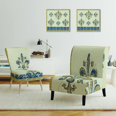 Designart 'Fleur De Lis Gold Pattern' Upholstered Glam Accent Chair