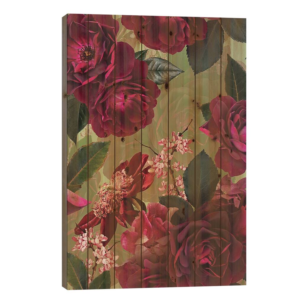 Vintage Summer Botanical Roses Garden Print On Wood by UtArt - Multi-Color