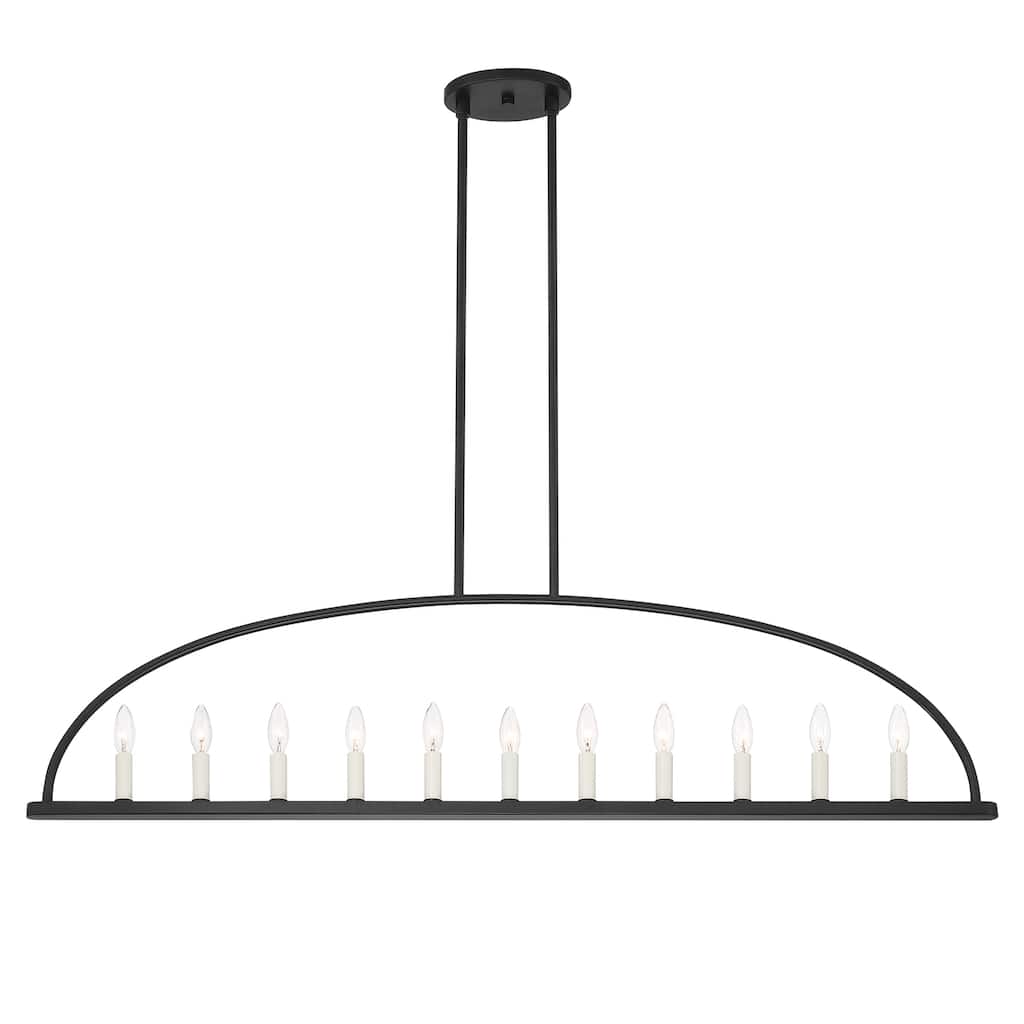 Abbott 11 Light Black Linear Chandelier - 54''W x 13.75''H
