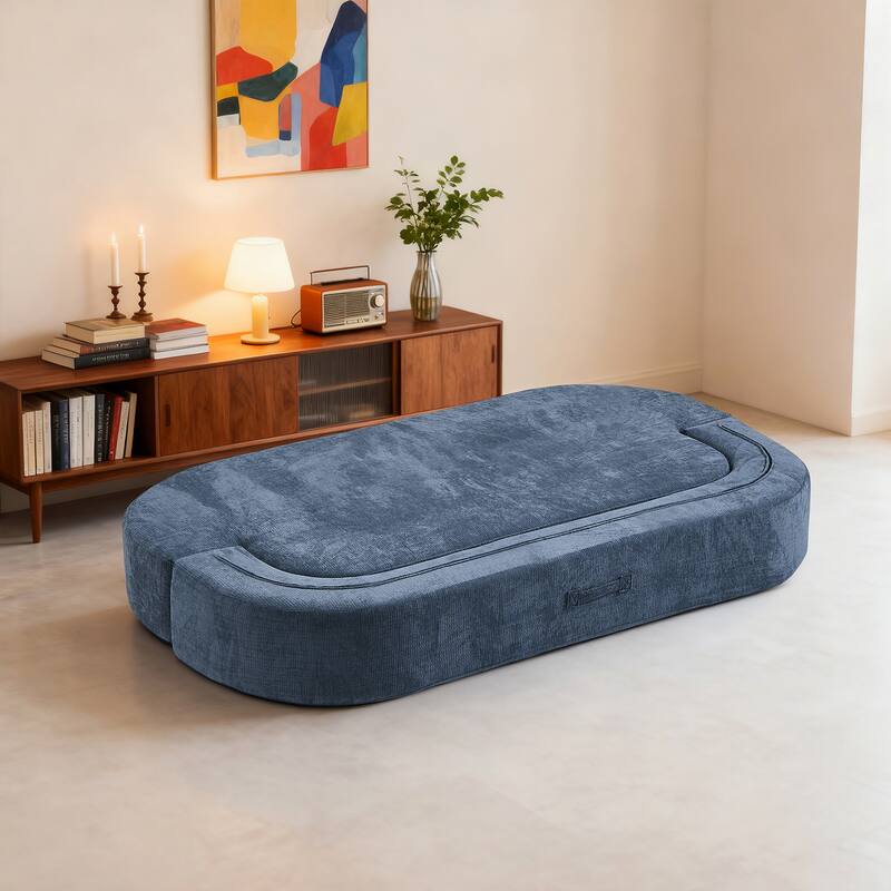 Modern 2-Seater Sofa 2-in-1 Sleeper Sofa Bed with Convertible Sofa Cushion Unfolds Into Quilt, 2 Pillows, for Living Room