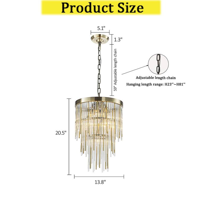 CraftHome Modern Glam Antique Bronze Waterfall Chandelier Adjustable Ceiling Pendant for Bedroom, Dining Room or Foyer