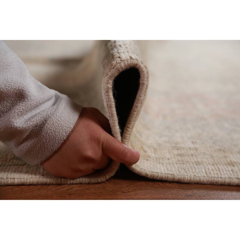Hand Knotted Oriental 100% Wool Carpet Transitional All-Over Beige & Ivories Oushak Area Rug - 14' 9'' X 11' 4''