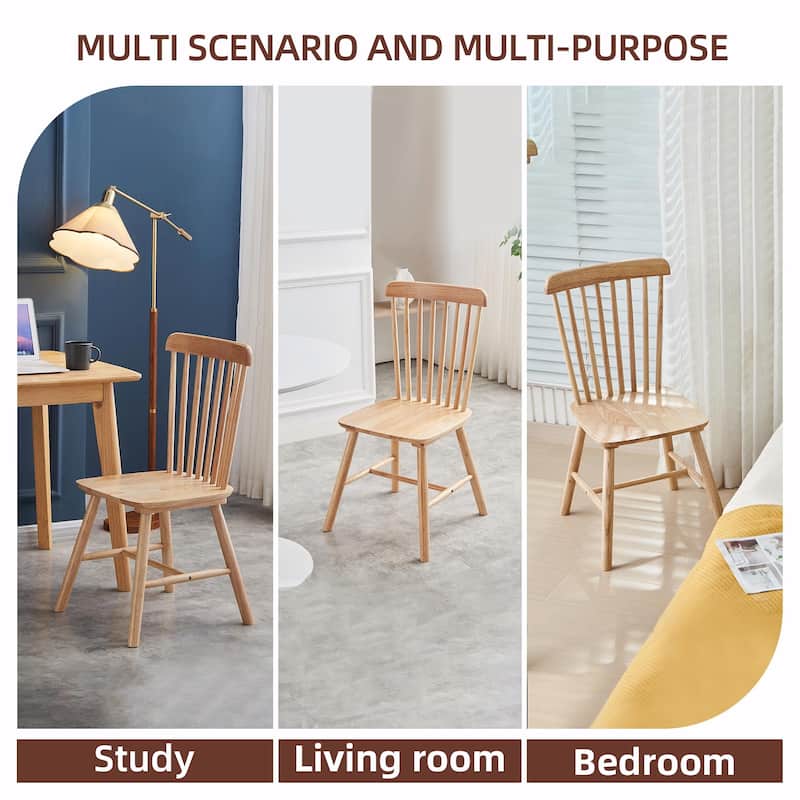Set of 4 Rubber Wood Dining Chairs, Solid Wood