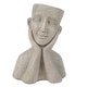 preview thumbnail 4 of 8, Speckled Beige MgO Happy Bust Head Indoor/Outdoor Statue Planter