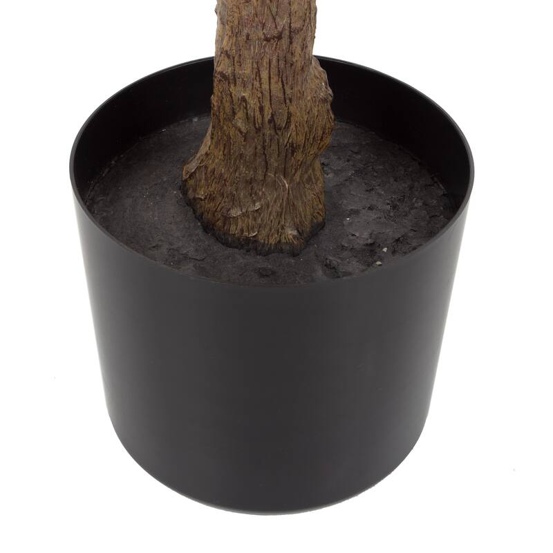 Artificial Rubber Plant - 51-Inch Faux Tree with Natural-Feel Leaves by Pure Garden (Variegated) - 51"