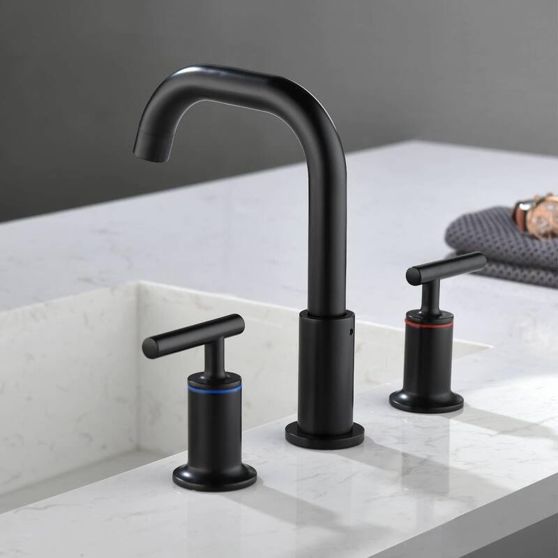 Widespread Bathrom Faucet 3 Hoes Modern 8 Inch Bathroom Sink Faucet Double Handle Vanity Basin Faucets Mixer Taps With Valve