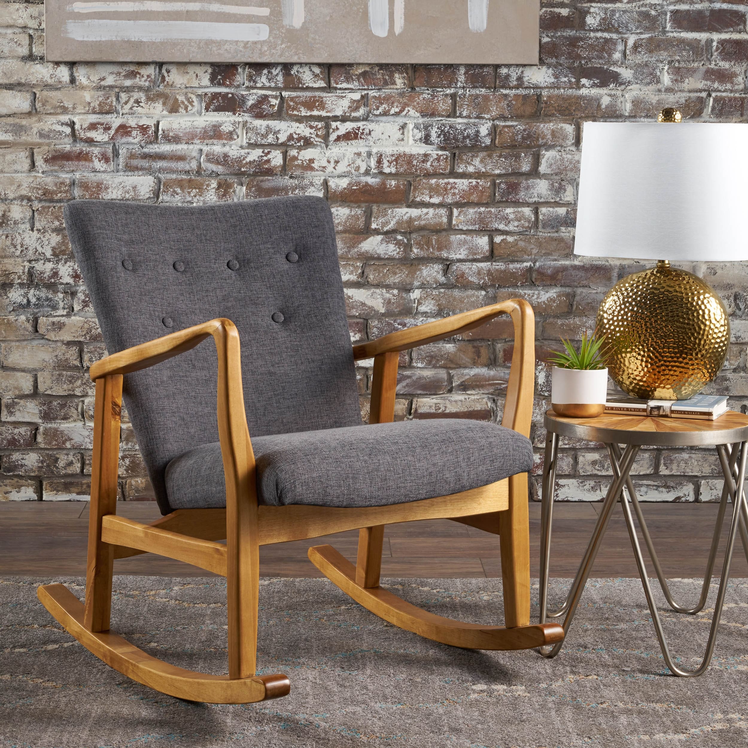 Callum mid century fabric rocking chair by christopher knight home on sale