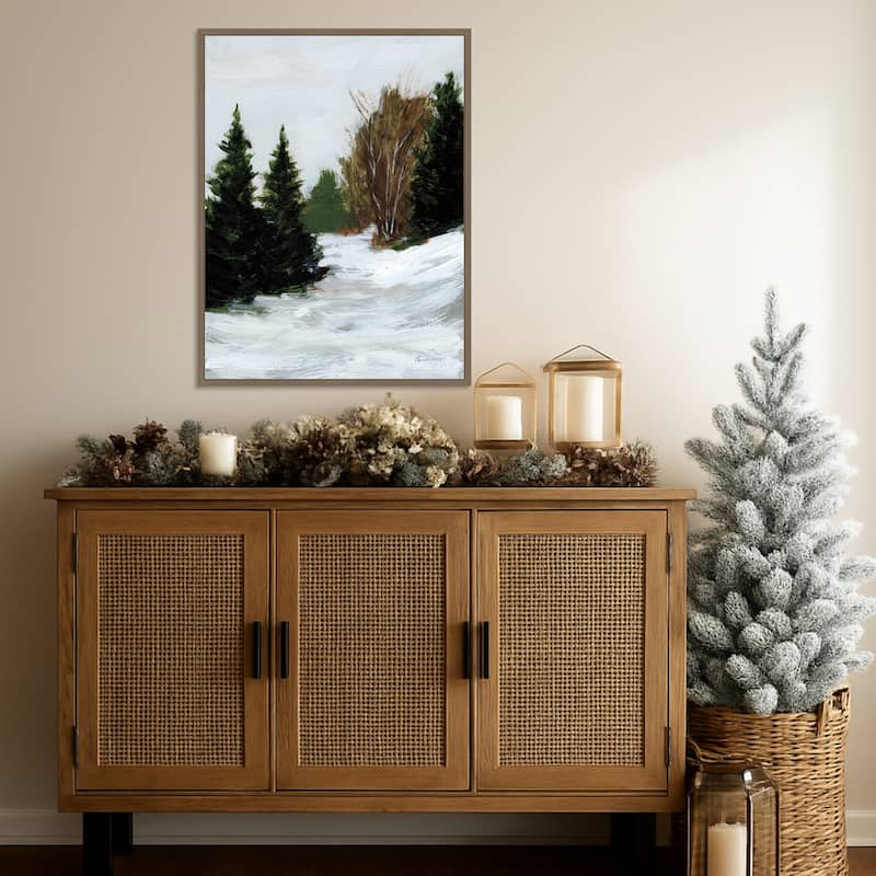 Winter on Grand Mesa by Pamela Munger Framed Canvas Wall Art Print - Sylvie Dark Gold