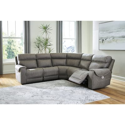 Signature Design by Ashley Starbot Gray 5-Piece Power Reclining Sectional - 131"W x 131"D x 42"H