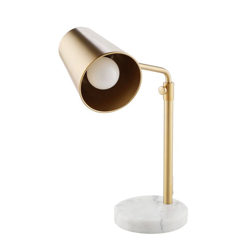 CO-Z 20-in Adjustable Desk Lamp with Marble Base - Antique Brass - Gold
