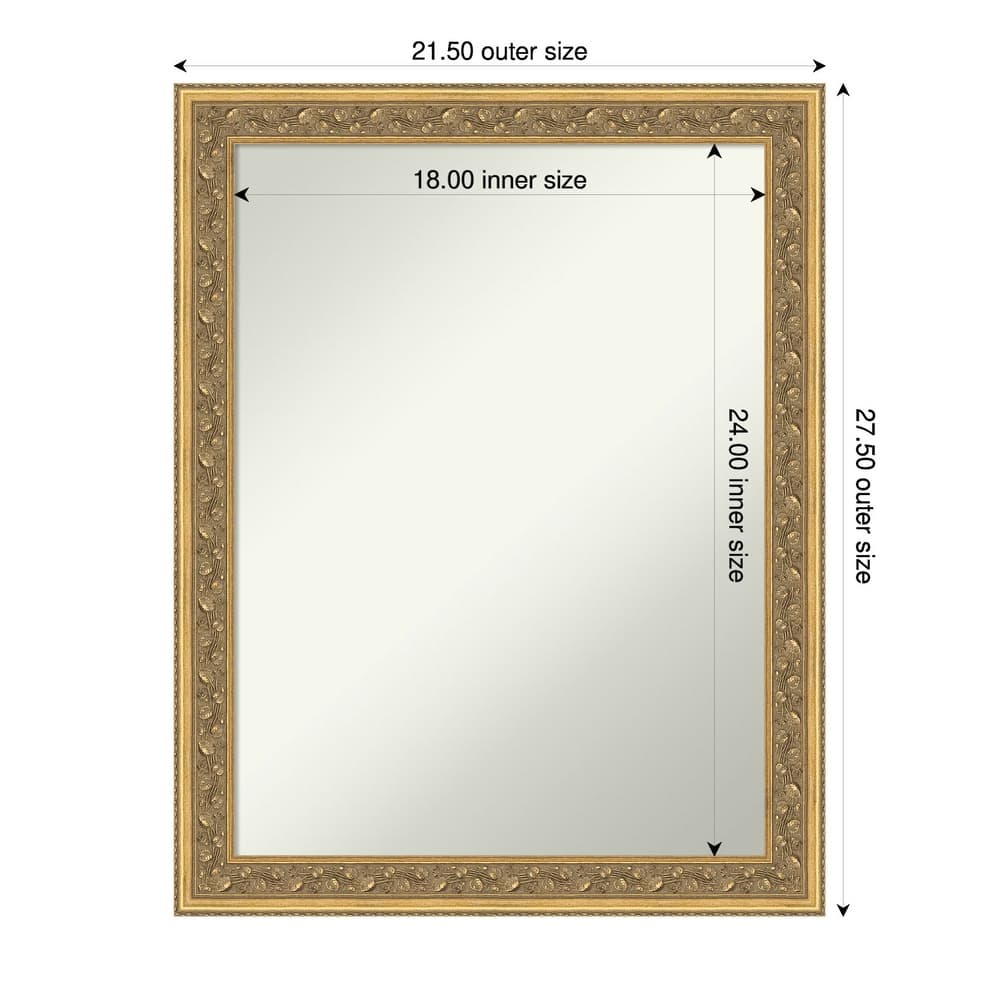Carter Dark Gold Non-Beveled Wood Framed Bathroom Vanity Wall Mirror - Carter Dark Gold