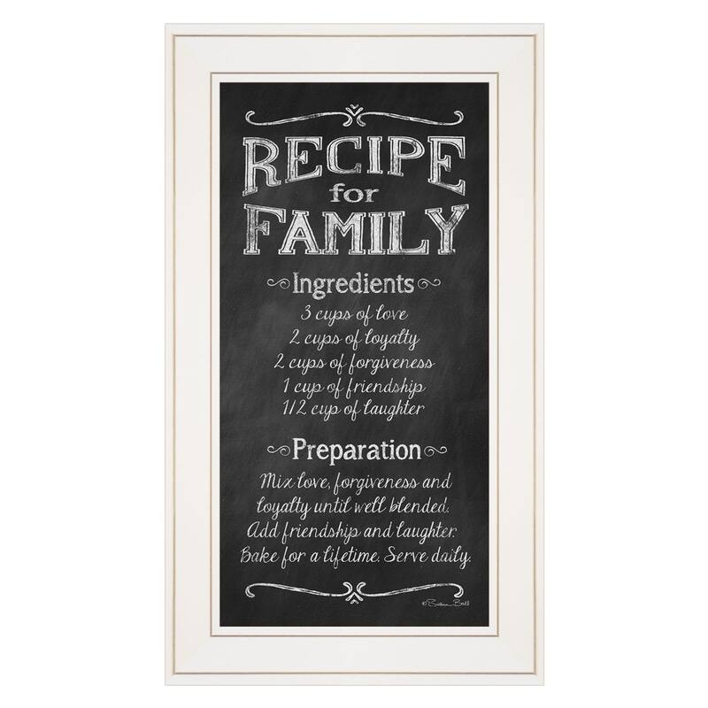 TrendyDecor4U Traditional "Recipe for Family" Framed Print Wall Art by Susan Ball - Black, White