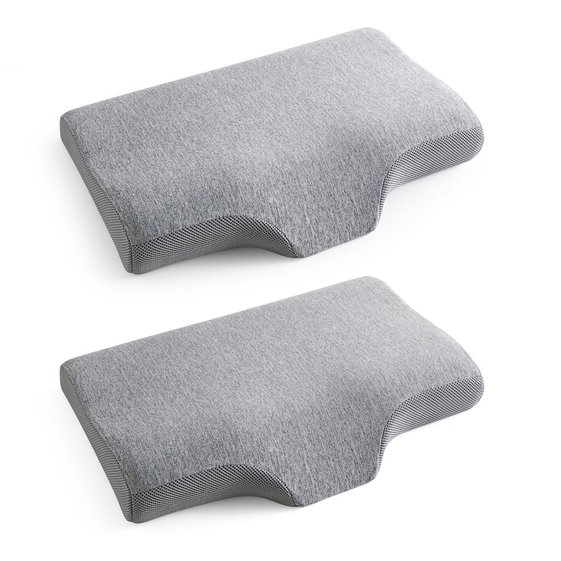 2 Pack Cervical Memory Foam Contour Bed Pillows, Ergonomic Neck Support Pillows for Side Sleepers, Back and Stomach Sleepers