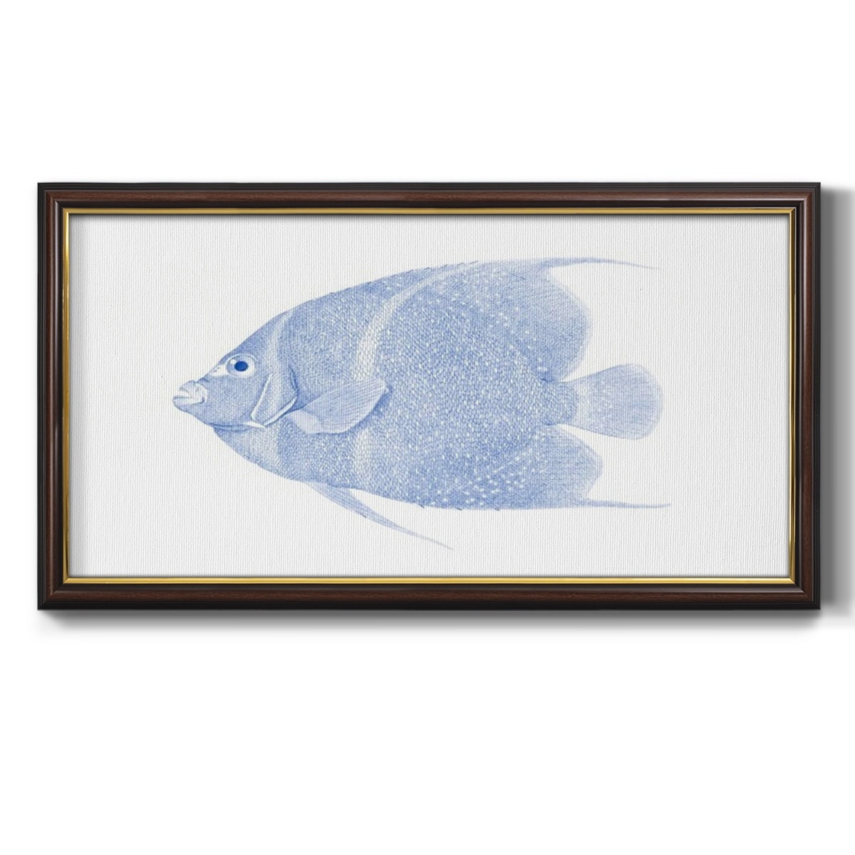 Blue & White Tropical Fish V Premium Framed Canvas- Ready to Hang