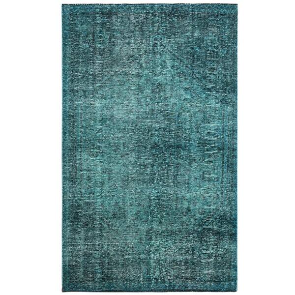 Shahbanu Rugs Vintage Overdyed Teal And Dark Green Persian Shiraz Clean  Hand Knotted Pure Wool Oriental Rug (4'5" X 7'0") - Overstock - 33804173