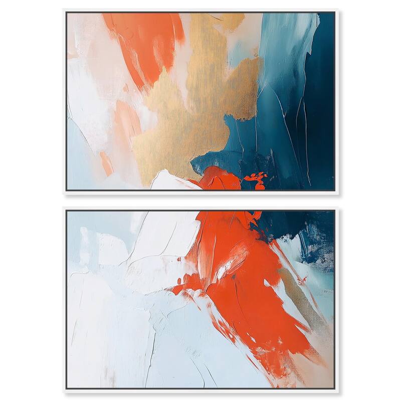 Bold and Bright I Canvas Set of 2 by Art Remedy - 45" x 30" - White